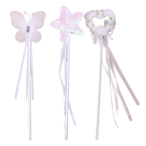 FELTECHELECTR 3St Zauberstäbe Fairy Wand Kinderkleider Toys for faschingkostüme Kleidung Kinder Spielzeugstäbe für Mädchen Abschlussball Requisiten Feenstab Party Zauberstab Feenstäbe Weiß von FELTECHELECTR