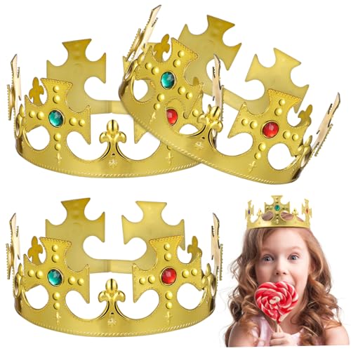 FELTECHELECTR 3er Set Kindergeburtstagskrone Goldene Glänzende Tiara Für Jungen Und ädchen Geburtstagsfeier Hüte Party Zubehör Deko Ideale Geschenkidee Für Den Geburtstag von FELTECHELECTR