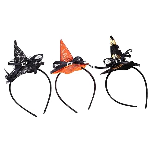 FELTECHELECTR 3st Halloween-hexenhut-stirnband Halloween-hexenhut-kopfbedeckung Kostüme Für Mädchen Gruseliges Haar-accessoire Mini-hexenhut-stirnband Spinnennetz Kopfbedeckung Plastik von FELTECHELECTR