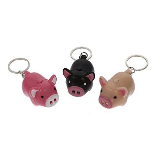 FELTECHELECTR 3st Schweinchen Schlüsselanhänger Barriere Plüsch Glühen Solider Schlüsselanhänger Taschenlampen Mini-taschenlampe Kette Licht Sound Schlüsselanhänger Plastik von FELTECHELECTR