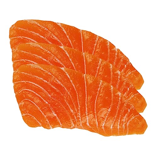 FELTECHELECTR 3st Simulation Lachs Simuliertes Lachsmodell Gefälschter Lachs Im Restaurant Gefälschte Lachsscheiben Fischfleisch Modelle Lachs Requisiten Künstliche Lachsmodelle Orange PVC von FELTECHELECTR