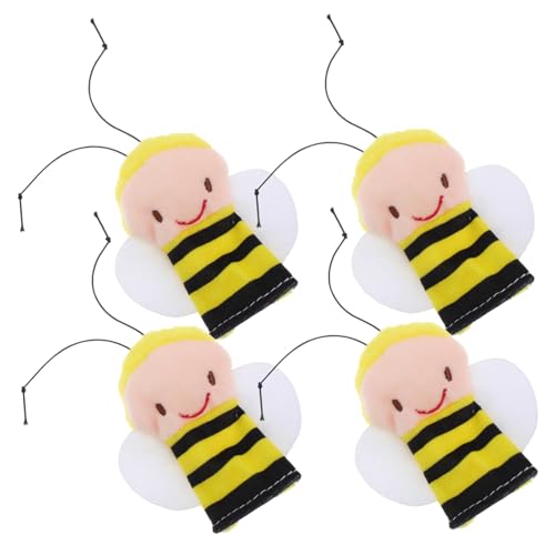 FELTECHELECTR 4 Stück Bienen-fingerpuppenspielzeug Weiche Fingerpuppen Tier-fingerpuppenspielzeug Puppenspielzeug Zum Geschichtenerzählen Puppen Zum Geschichtenerzählen Fingerpuppen Plüsch von FELTECHELECTR