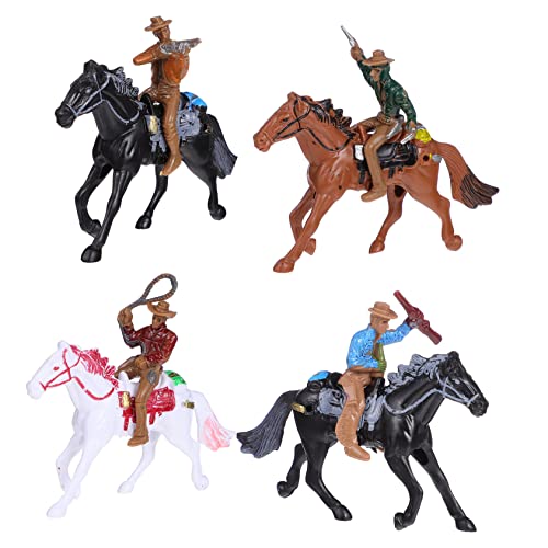 FELTECHELECTR 4 Stück Cowboy-reitmodell Figuren Spielzeug Pferdefiguren Spielset Sandtischspielzeug Miniaturfiguren Landwirtschaftliches Zubehör Sammelspielzeug Spielzeuge Spielzeugwagen Plastik von FELTECHELECTR