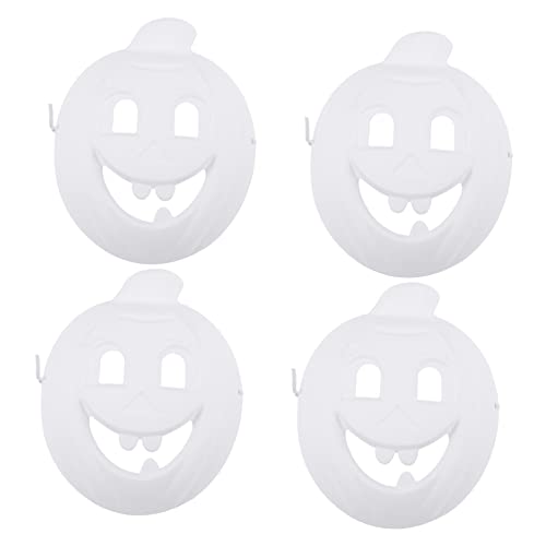 FELTECHELECTR 4 Stück Halloween Kürbis Masken Zum Ausmalen Leere DIY Malmaske Für Kinder Kreative Bastelideen Für Halloween Partygeschenke Und Kreative Aktivitäten von FELTECHELECTR