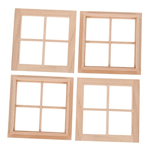 FELTECHELECTR 4er Set Mini Fensterrahmen Für Puppenhaus Dekorative Fensterrahmen Für Puppenstube öbel 1/12 Maßstab Miniatur öbelstücke Handwerk Zubehör Für Kinderzimmer von FELTECHELECTR