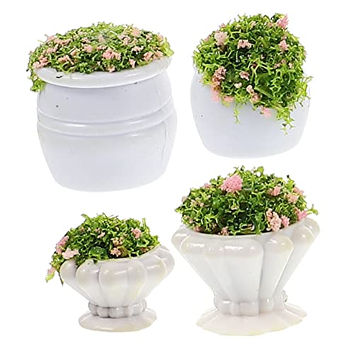 FELTECHELECTR 4 Stück Mini-pflanzvase Tisch DIY Modell Simulation Künstlich Mini-pflanzenmodellfigur Miniatur-kunstpflanze-Bonsai Puppenhaus Mini-topfpflanze Produkte Anlage Plastik von FELTECHELECTR