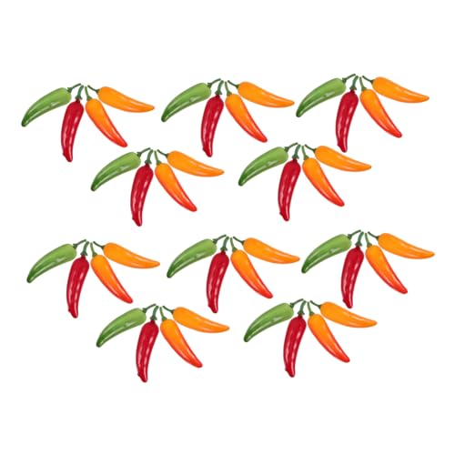 FELTECHELECTR 40Pcs Simuliertes Pepper-Modell gefälschte Gemüsebohnenmodelle lebensechter Kleiner Chili gefälschter Pfeffer Mini-Chili lebensechtes grünes Gemüse künstlicher Pfeffer Polyethylen von FELTECHELECTR