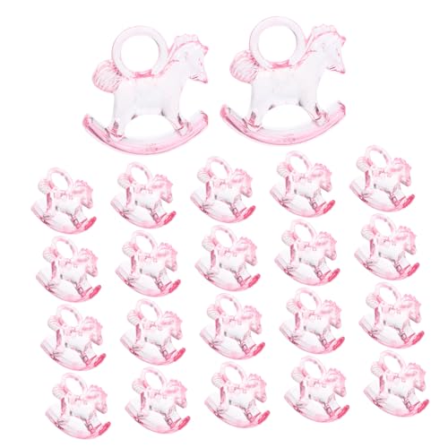 FELTECHELECTR 48 Stück Taufparty Dekorationen Schaukelpferd Babyparty Schmückt Den Schreibtisch Ornament Babyparty Figur Dekorationen Schaukelpferd Dekor Schaukelpferd Spielzeug Rosa von FELTECHELECTR