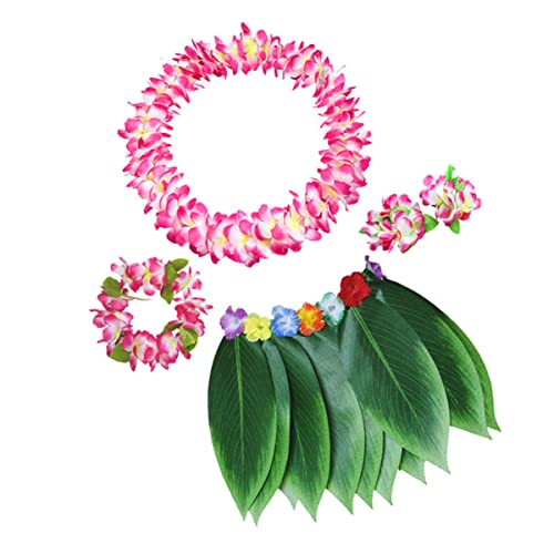 FELTECHELECTR Kinderanzug 5 Stück 1 Satz hawaiianische Girlande Strandparty-Kranz Blumengirlande Kind hawaiianische Leis Luau Partydekorationszubehör bilden einstellen Armband Bankett Rosa von FELTECHELECTR