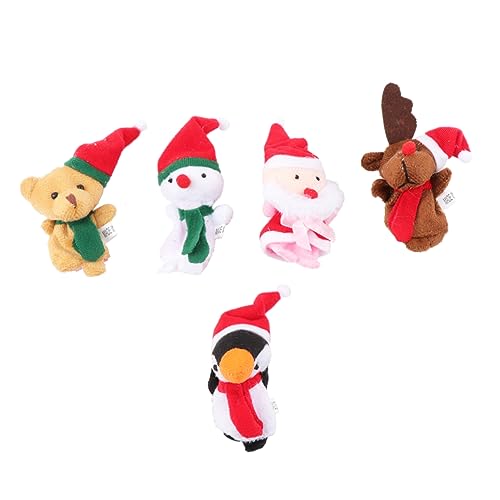 FELTECHELECTR 5 Stück Weihnachts Fingerpuppen Set Bunte Handspielzeuge Mit Weihnachtsmann Hirsch Schneemann Pädagogisches Für Zum Geschichtenerzählen Und Rollenspielen von FELTECHELECTR