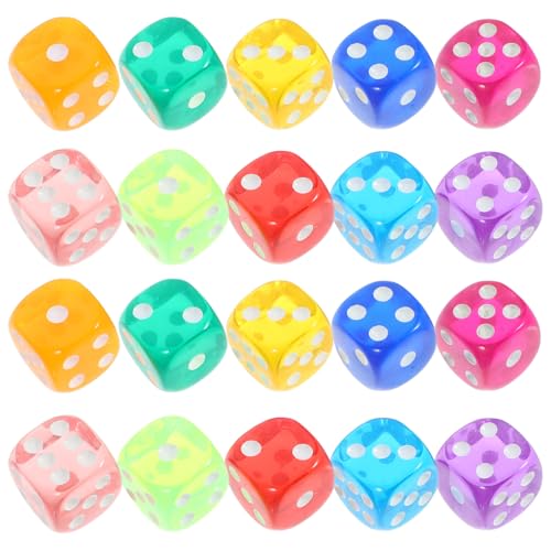 FELTECHELECTR 50 Pcs Transparent Gefärbte Würfel Party Würfel Würfel Spielungsspiel Requisiten Würfel Unterhaltung Würfel Würfel Würfel Layout von FELTECHELECTR