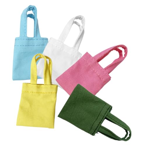 FELTECHELECTR 5st Mini Handgefertigte Canvas-Tasche Puppe Miniatur Mini-Handtasche Mini-Einkaufstasche Mini-umhängetasche Windeln Mini-Taschen Mikroszenenverzierungen Mini- -dekore Segeltuch von FELTECHELECTR