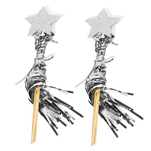 FELTECHELECTR 6 STK Weihnachtsbaum-Stirnband Hochzeitsfeenstab Party-Fee-Stick Partyfee Zauberstab Halloween Kleidung Halloween Costumes Engel Zauberstab Halloween-Sterne-Zauberstab Regen Silver von FELTECHELECTR