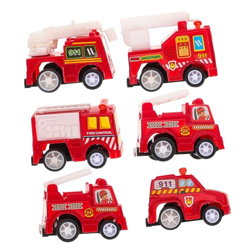 FELTECHELECTR 6-teiliges Feuerwehrauto-Modellset für Jungen und Mädchen Push-and-Go-Lernspielzeug Keine Batterie erforderlich für Jungen und Mädchen im Vorschulalter frühes Lernspielzeug von FELTECHELECTR