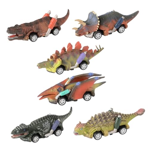 FELTECHELECTR 6 Stück Dinosaurier Spielzeugauto Spielzeug Kinderautos Spielzeug Trägheitsrückenauto Trägheitsauto Spielzeugtier Tierrückenauto Kinderautospielzeug Dinosaurier von FELTECHELECTR