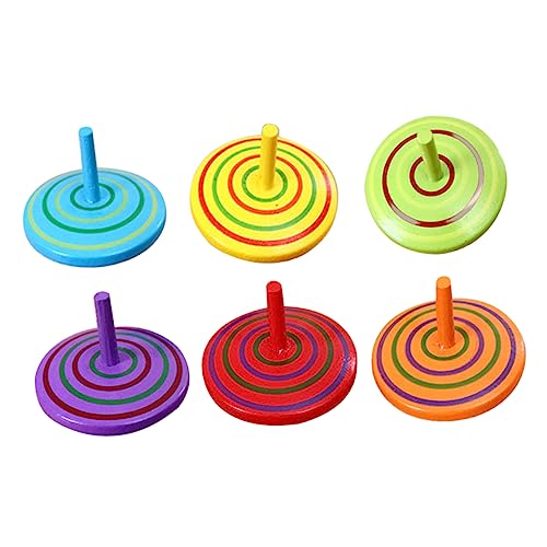 FELTECHELECTR Pädagogisches Kinderspielzeug 6 Stück Bunte Holzkreisel Babyspielzeug Hand-Auge-koordination Helles Und Einzigartiges Design von FELTECHELECTR