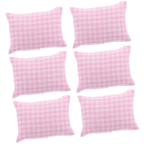 FELTECHELECTR 6 Stück Puppenhaus Stoff Mini Couch Kissen Couch Mini Spielzeug Puppenhaus Spielzeughaus Puppenspielzeug Miniatur Kissen Modell Winziger Rosa Stoff von FELTECHELECTR