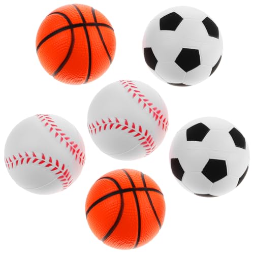 FELTECHELECTR 6 Stück Quetschbälle Set Für Und Erwachsene Mini Fußball Basketball Und Baseball Stressabbau Und Perfekt Für Hand Sensorik Und Freizeitaktivitäten von FELTECHELECTR