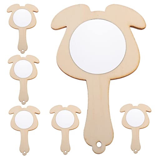 FELTECHELECTR 6St Holzspiegel Vergrößerungsspiegel Kinderspielzeug tragbarer Spiegel bastelset basteln für Toy unfertige Mini-Spiegel Spiegel selber Machen für hölzern Khaki von FELTECHELECTR