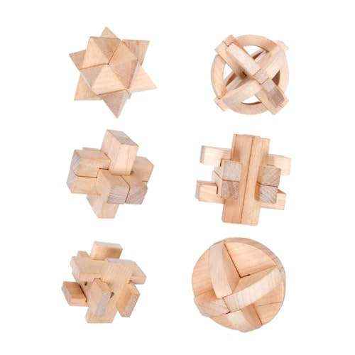 FELTECHELECTR 6St Kongming Schlossspielzeug puzzlekleber Puzzlematte Kongming-Sperre ineinandergreifendes Puzzle- intellektuelles Puzzle- Interlock- Holz von FELTECHELECTR