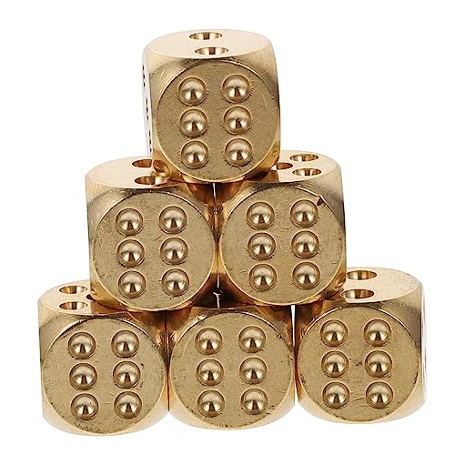 FELTECHELECTR 6St Massive Messingwürfel Rollenspielwürfel Spiel Würfel Mini-Würfel Würfeln Party deko Einschulung an Freund Bastelwürfel aus Messing Würfelspiel Requisite Kupfer Golden von FELTECHELECTR