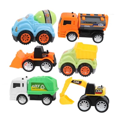 FELTECHELECTR Baustellenfahrzeuge Kinder 6er Set Mini Spielzeugautos Für Rückziehauto Baustellenfahrzeuge Mit Bagger Mischwagen Und Mehr Ideales Für Jungen Und Ädchen Ab 3 Jahren von FELTECHELECTR