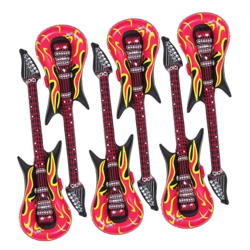 FELTECHELECTR Pädagogisches Aufblasbares Gitarrenspielzeug 6 Stück PVC Flammeninstrumente Spaß für Jungen und Mädchen und Partys von FELTECHELECTR