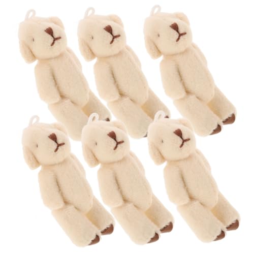 FELTECHELECTR 6st Plüschtier-anhänger Plüsch Kleiner Gelenkbär Plüsch Gefüllte Bärenpuppe Kleiner Bär Ausgestopfte Bärendekorationen Mini-kuscheltiere Kleine Bärenpuppe Plüschtiere Weiß Tuch von FELTECHELECTR