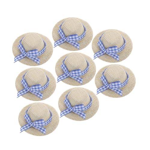 FELTECHELECTR 8 STK Strohhut Miniaturhut Mini-Hexenhüte Mini-Sombrero-Hüte Puppenstrohhüte Mini-Hüte Puppenhüte Strohhüte für Puppen Puppenstil Puppenhaushüte Foto-Requisiten-Zubehör Stoff Beige von FELTECHELECTR