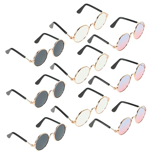 FELTECHELECTR 9St Gläser Brille Mini doll Accessories kindergeburtstags mitgebsel Puppenkleidungszubehör Puppenmode Puppenaugen Puppenbastelbedarf dekorative Glasdekore Puppenzubehör Metall von FELTECHELECTR