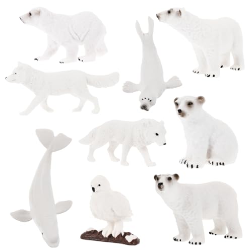 FELTECHELECTR 9st Eisbär-Ornamente Tierfiguren Für Kinder Spielzeug Arktische Tiere Polare Tierfiguren Arktische Tierornamente Meerestier-Statue Arktische Tierstatue Weiß Plastik von FELTECHELECTR