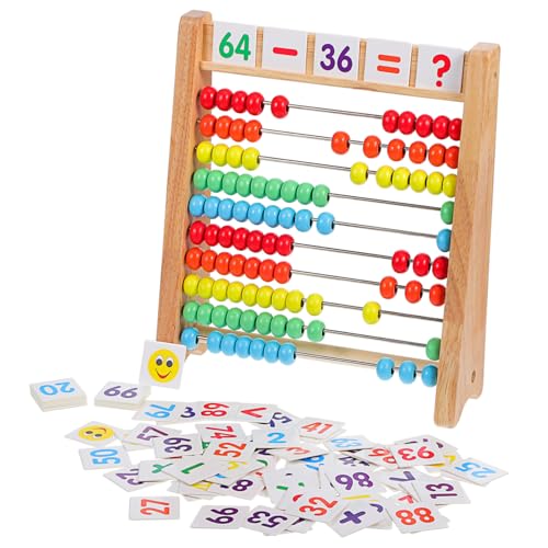 FELTECHELECTR Abakus Set Für Holzspielzeug Zur Von Mathematikfähigkeiten Inklusive Zählperlen Und Zahlenkarten Ideales Lernspielzeug Für Vorschule Und Grundschule von FELTECHELECTR