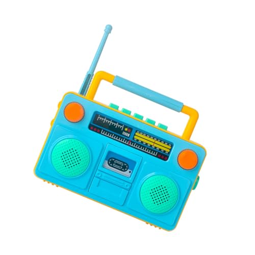 FELTECHELECTR Analoges Radio Rollenspiel Spielzeug Musikspielzeug Musical Spielen Spielzeug Vorgeben Cartoon-Radio-Spielzeug Fake-Radio Funksimulationsspielzeug Kinderspielzeug Blue Abs von FELTECHELECTR