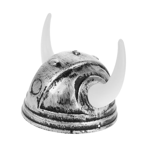 FELTECHELECTR Anziehhut Wikingerhut Mit Hörnern Mittelalterlicher Wikingerhelm Wikingerkostüme Wikinger Schild Kostüm Hüte Wikinger-krieger-helm Hut Mit Horn Leistungsstütze Silver Plastik von FELTECHELECTR