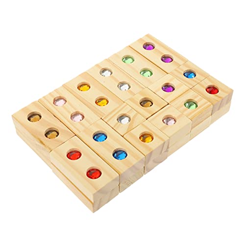 FELTECHELECTR 1 Set Holzbausteine Mit Edelsteinen Farbige Konstruktionsspielzeuge Für Pädagogisches Für Frühe Bildung 32 Teile Stapelspielzeug Für von FELTECHELECTR