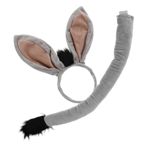 FELTECHELECTR Esel Stirnband Katzenohren Stirnband Tier-cosplay-kostüm Esel-kostüm-ohr Eselsohren Erwachsener Tierische Stirnbänder Esel-haarbänder Zubehör Für Tierhaare Tierkostüm Plüsch Grey von FELTECHELECTR