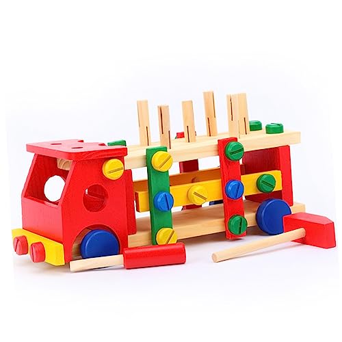 FELTECHELECTR Hämmerbank Aus Mit Hammer Montessori Motorikspielzeug Baufahrzeug Spielzeug Und Holzpuzzles Ideales Für Jungen Und Mädchen Zum Geburtstag Oder Weihnachten Ab 1 von FELTECHELECTR