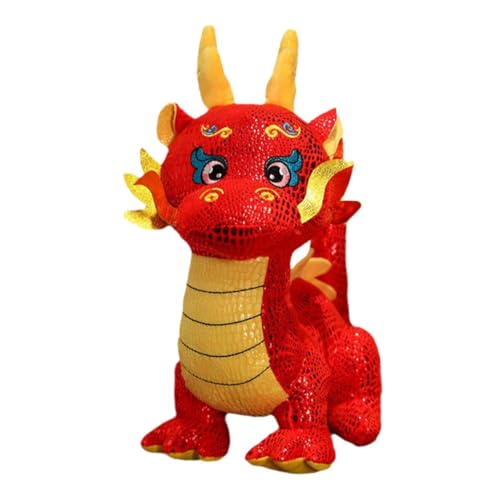 FELTECHELECTR Jahr der Drachen-Maskottchen-Puppe Drachen-Geburtstagsdekorationen Ausgestopfter Drache für Kinder chinesische neujahrsdekoration glucksbringer Chinesisches Drachenspielzeug von FELTECHELECTR