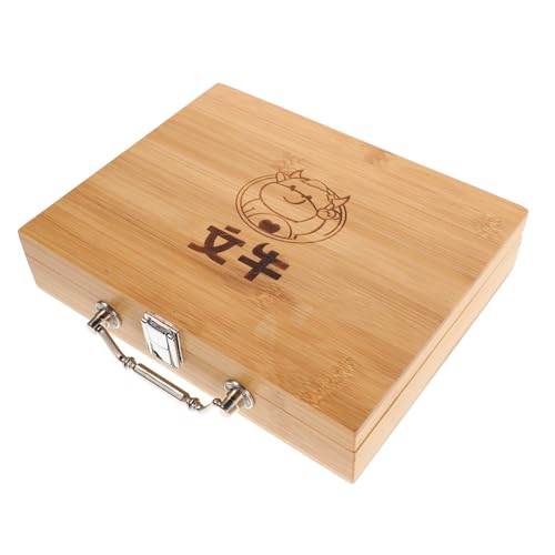 FELTECHELECTR Kasten Mini-Mahjong-Box Veranstalter des Chinesischen Neujahrsspiels Tragbarer Mahjong-Organizer Mahjong-Koffer Aus Holz Holzkiste Für Chinesisches Mahjong Hölzern Beige von FELTECHELECTR