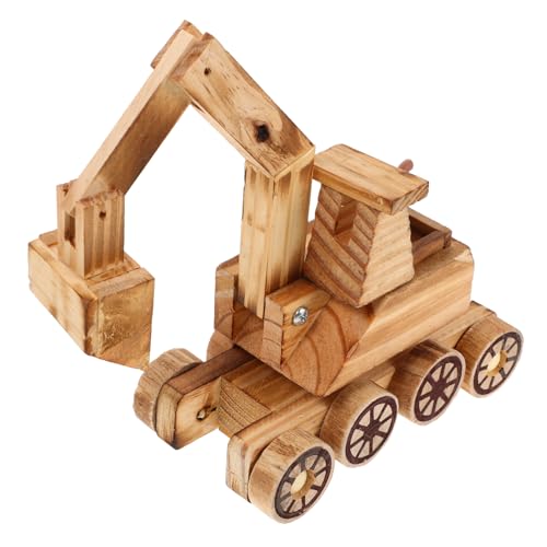 FELTECHELECTR Mädchen Cartoon Bagger Spielzeug Holz Spielzeug Funktionieren Funktionen für Kinder Spielen Lernen von FELTECHELECTR