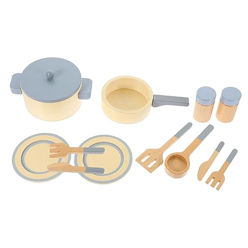 FELTECHELECTR Kochgeschirr Set Aus Holz Für Spielküche Zubehör Rollenspiel Kochgeschirr 1 Satz Mit Verschiedenen Utensilien Für Kreatives Kochen Und Fantasievolles Im Spielhaus von FELTECHELECTR