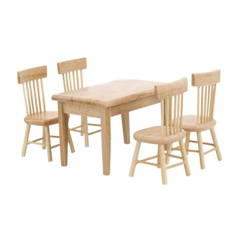 FELTECHELECTR Maßstab Miniatur Tisch und Stühle aus Beige Eiche DIY Miniatur Haus Zubehör Modellmöbel für Sammler FELTECHELECTR Maßstab Miniatur Tisch und Stühle aus Beige Eiche DIY Miniatur Haus Zubehör Modellmöbel für Sammler von FELTECHELECTR