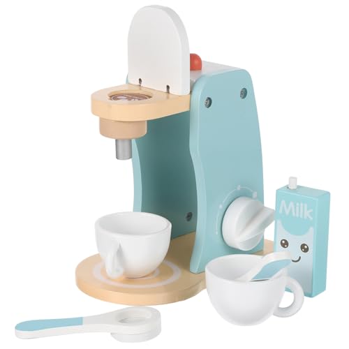 FELTECHELECTR Holz Jungen und Mädchen Pretend Play Küche Spielzeug Set Mini Kaffeemaschine Kit von FELTECHELECTR