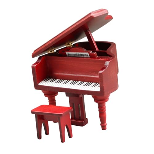 FELTECHELECTR Miniatur Klavier Modell Mit Musikhocker Für Puppenhaus Detailliertes Musikinstrument Zubehör Perfekt Für Miniaturmöbel Und Puppenhaus Dekoration Ideal Für Sammler Und von FELTECHELECTR