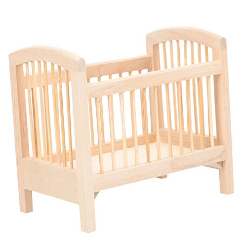 FELTECHELECTR Miniatur Puppenbett Aus Holz Babybett Modell Puppenhaus Zubehör Dekor Accessoire Miniatur Figuren Spielzeug Für Puppenstube Und Sammler von FELTECHELECTR