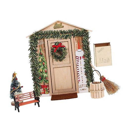 FELTECHELECTR Puppenhaus Weihnachten 1 Set Weihnachtsdekoration Für Puppenhaus Türmodelle Für Kinderzimmer DIY Puppenhaus Zubehör Holzfarben Festliche Szenen von FELTECHELECTR