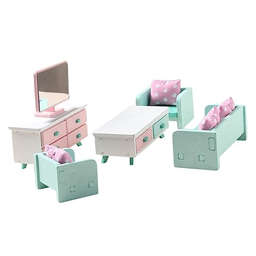 FELTECHELECTR Miniatur Puppenhausmöbel Set Aus Holz Im Modernen Stil Wohnzimmermöbel Für Rollenspiele Ideal Für Und Kuscheltiere Zum Selbstbauen Und Dekorieren Ab 3 Jahren von FELTECHELECTR