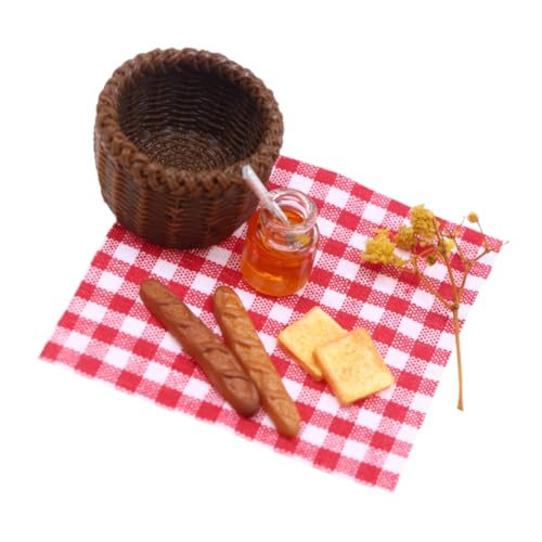 FELTECHELECTR Miniatur Zubehör Set Für Puppenhaus 1 Set Mit Mini Brotkorb Brotmodellen Tischdecke Und Mini Honigglas Perfekte Deko Für Kreative Spielwelten Und Modellbau von FELTECHELECTR