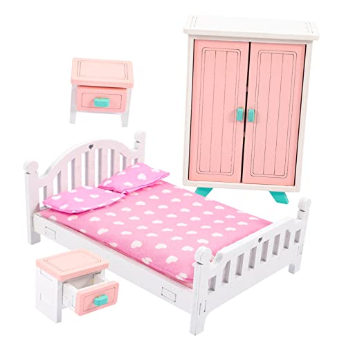 FELTECHELECTR Miniaturmöbel Set Für Puppenhaus 1 Set Mit Miniaturschrank Bett Und Nachttisch Perfekte Miniaturhausdekoration Für Kinder Und Sammler Ideal Für Kreative Spielstunden von FELTECHELECTR