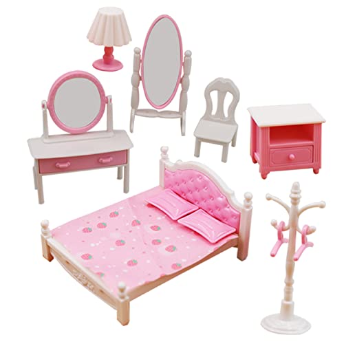 FELTECHELECTR 1 Set Realistischer Miniatur Dekorationen Verschleißfester Mini Tischdeko Puppenmöbel Kinderzimmer Nachttisch Mit Schminktisch Und Schubladen von FELTECHELECTR